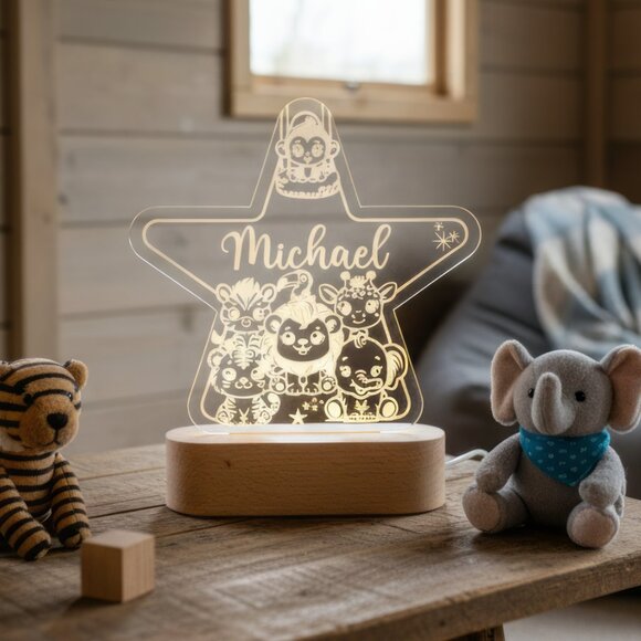 Personalized Animals Star Night Light – Custom LED Lamp for Kids - Picture 8 of 8